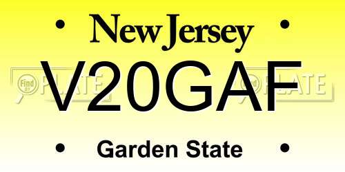 V20GAF New Jersey License Plate