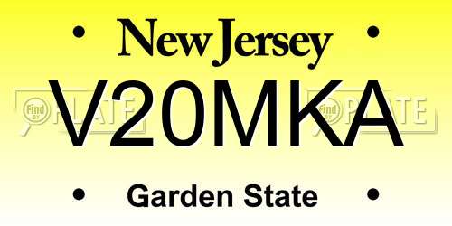 V20MKA New Jersey License Plate