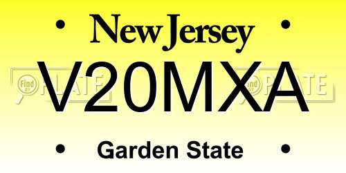 V20MXA New Jersey License Plate