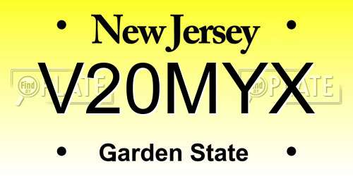 V20MYX New Jersey License Plate