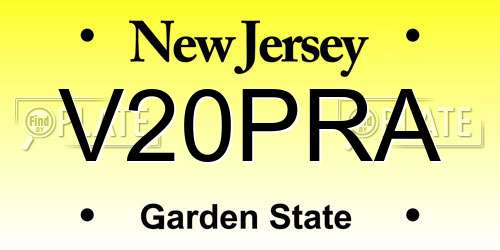 V20PRA New Jersey License Plate