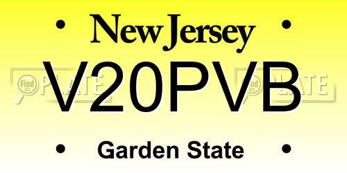 V20PVB New Jersey License Plate