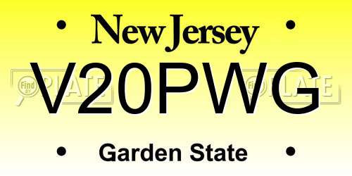 V20PWG New Jersey License Plate