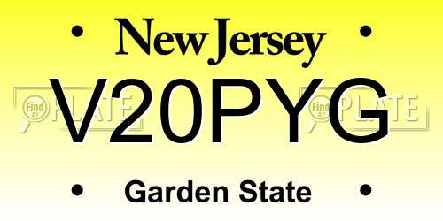 V20PYG New Jersey License Plate