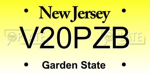 V20PZB New Jersey License Plate
