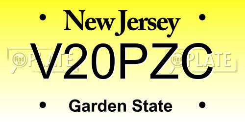 V20PZC New Jersey License Plate