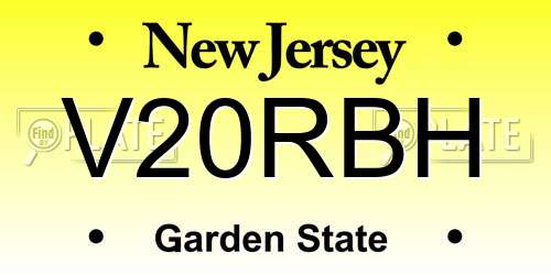 V20RBH New Jersey License Plate