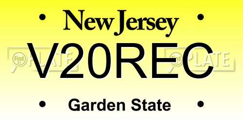 V20REC New Jersey License Plate
