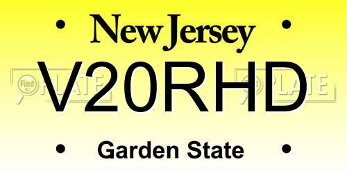V20RHD New Jersey License Plate