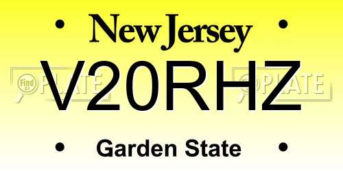 V20RHZ New Jersey License Plate