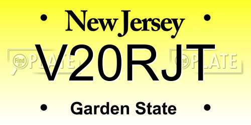 V20RJT New Jersey License Plate
