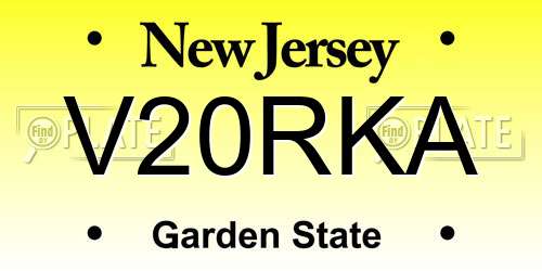 V20RKA New Jersey License Plate