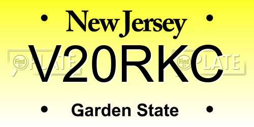 V20RKC New Jersey License Plate