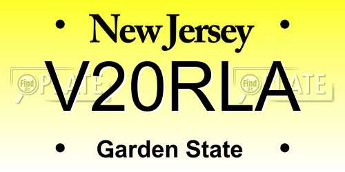 V20RLA New Jersey License Plate