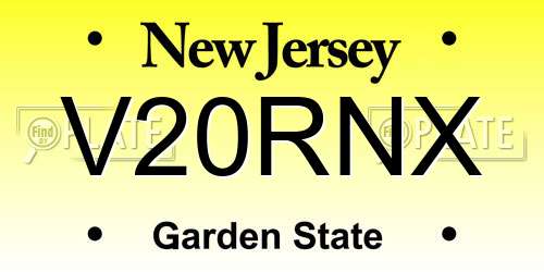 V20RNX New Jersey License Plate