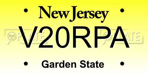 V20RPA New Jersey License Plate
