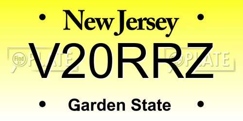 V20RRZ New Jersey License Plate