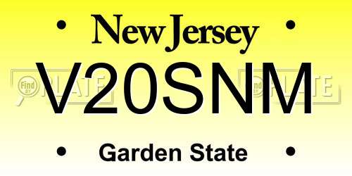 V20SNM New Jersey License Plate
