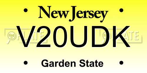 V20UDK New Jersey License Plate
