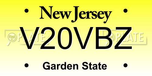 V20VBZ New Jersey License Plate