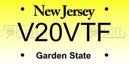 V20VTF New Jersey License Plate