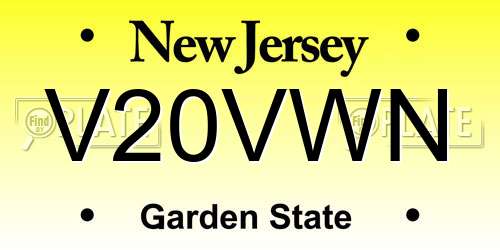 V20VWN New Jersey License Plate