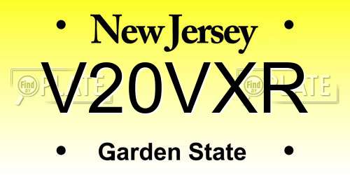 V20VXR New Jersey License Plate