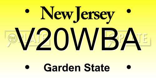 V20WBA New Jersey License Plate