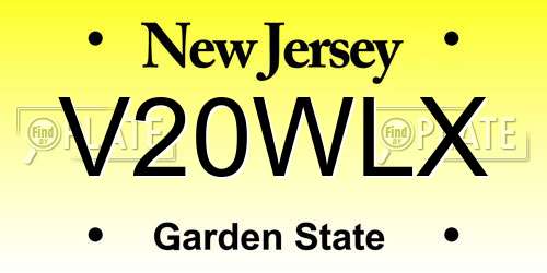 V20WLX New Jersey License Plate