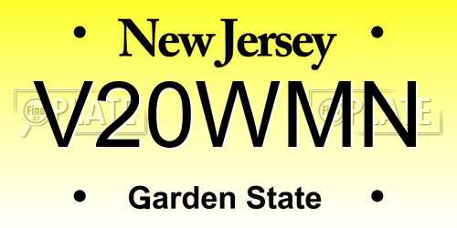 V20WMN New Jersey License Plate