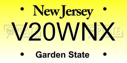 V20WNX New Jersey License Plate