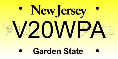 V20WPA New Jersey License Plate