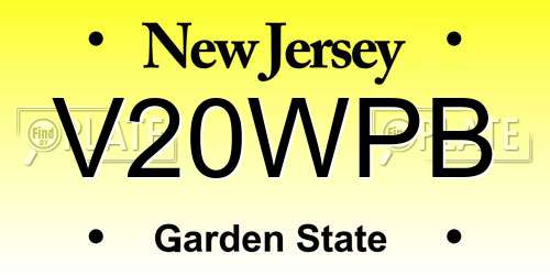 V20WPB New Jersey License Plate