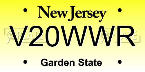 V20WWR New Jersey License Plate