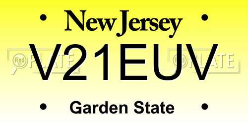 V21EUV New Jersey License Plate