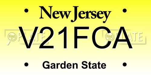 V21FCA New Jersey License Plate