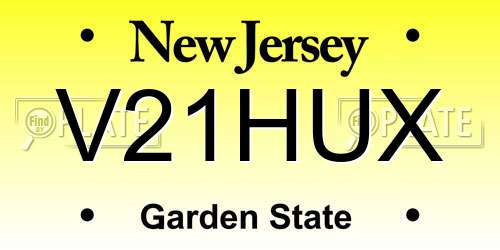 V21HUX New Jersey License Plate