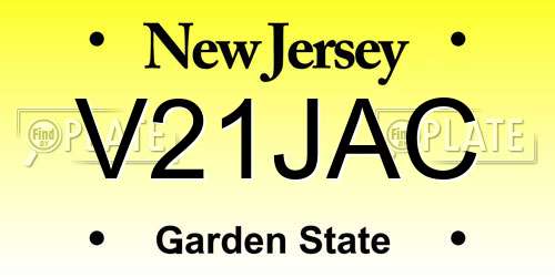 V21JAC New Jersey License Plate