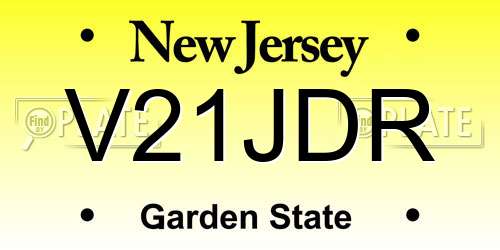 V21JDR New Jersey License Plate