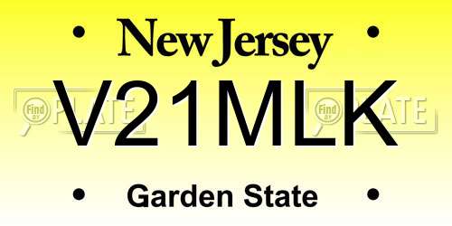 V21MLK New Jersey License Plate