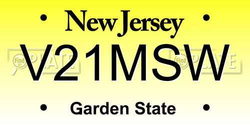 V21MSW New Jersey License Plate