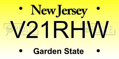 V21RHW New Jersey License Plate