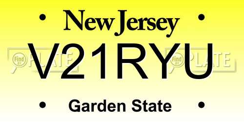 V21RYU New Jersey License Plate