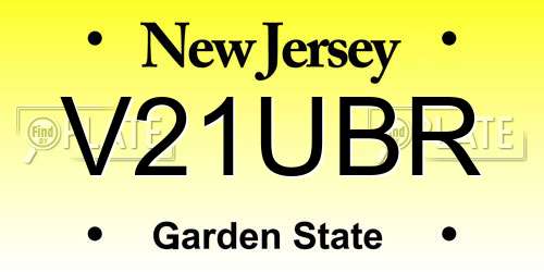 V21UBR New Jersey License Plate