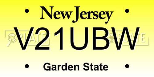 V21UBW New Jersey License Plate