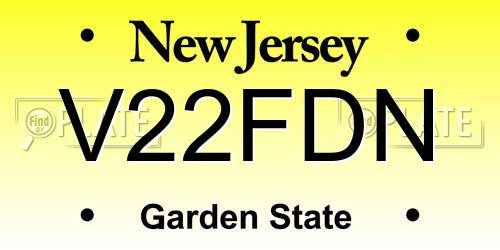 V22FDN New Jersey License Plate