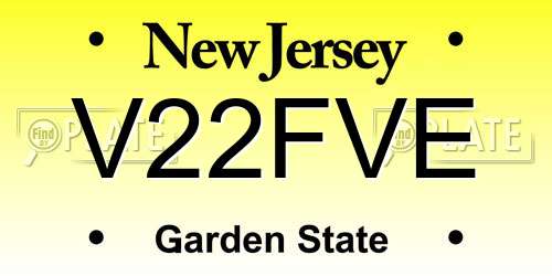 V22FVE New Jersey License Plate