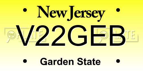 V22GEB New Jersey License Plate