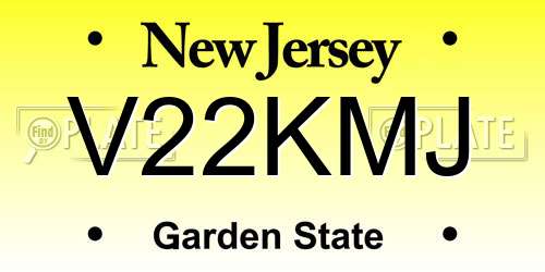 V22KMJ New Jersey License Plate