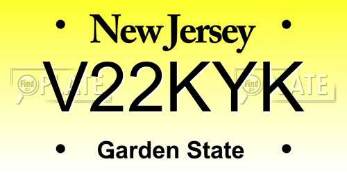 V22KYK New Jersey License Plate